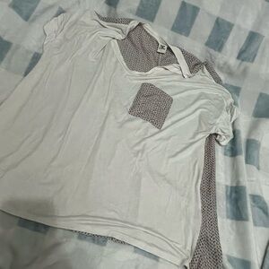 Sew In Love Asymmetrical White and Gray Short Sleeve Pajama T-Shirt